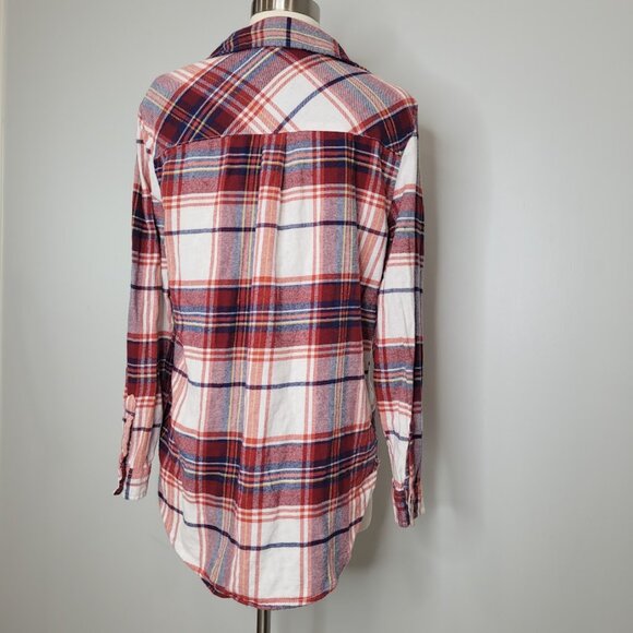 GAP Women's Long Sleeve Red Plaid Button Front Collar Cotton Shirt Top Small - Picture 9 of 11